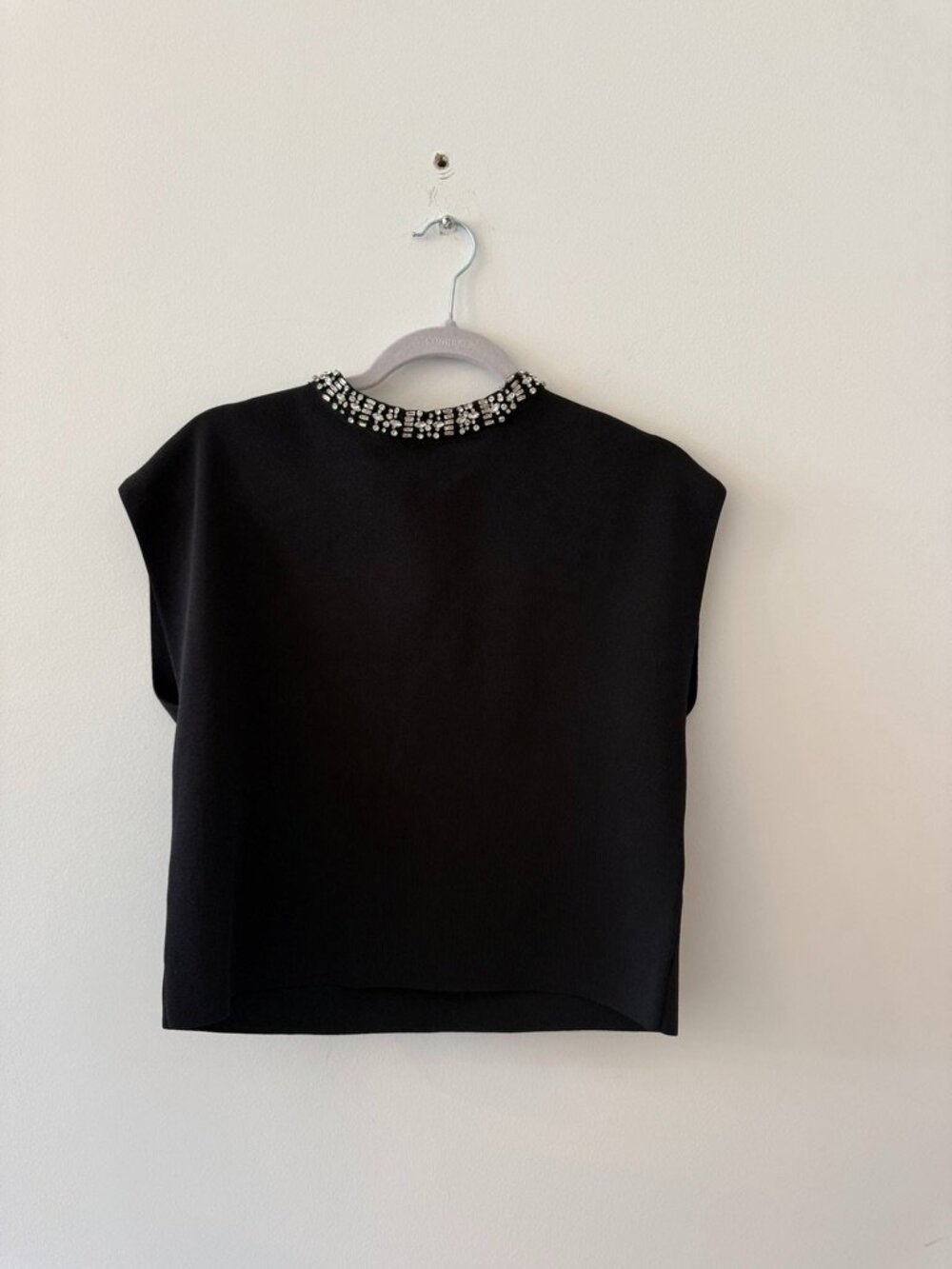 Zara Black Embellished Sleeveless Top Size XS